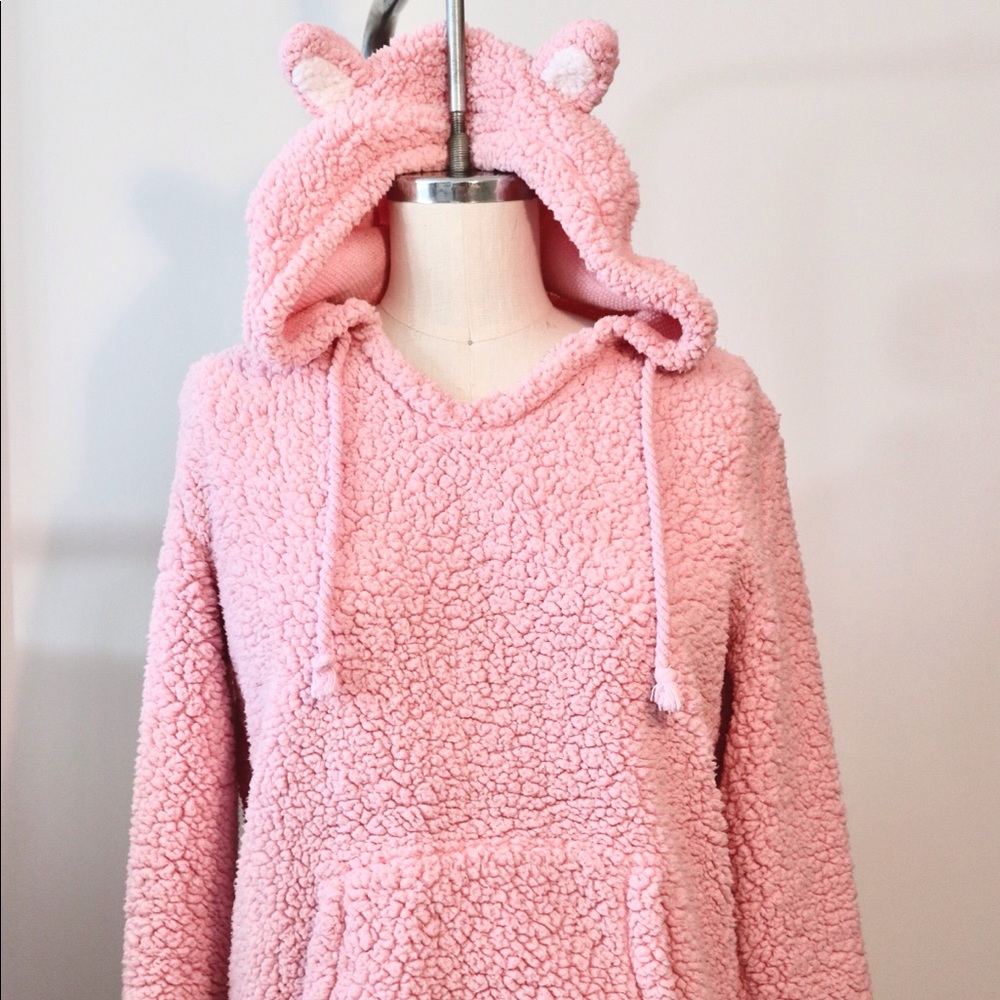 Pink Animal Ear Hooded Sweatshirt